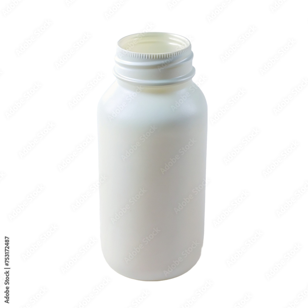 White plastic medicine bottle with cap isolated on transparent background. White plastic medicine bottle with cap isolated on transparent background.