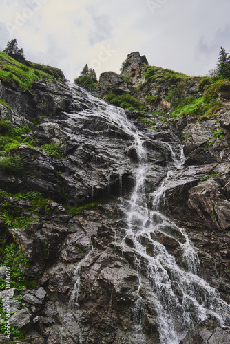The Capra Waterfall, also known as the Iezerului Waterfall in the Fagaras Mountains