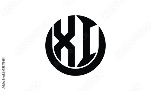 XI initial letter circle icon gaming logo design vector template. batman logo, sports logo, monogram, polygon, war game, symbol, playing logo, abstract, fighting, typography, icon, minimal, wings logo