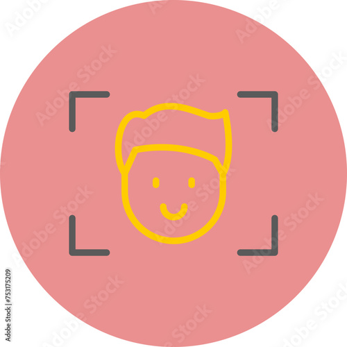 Facial Recognition Line Two Color Circle photo