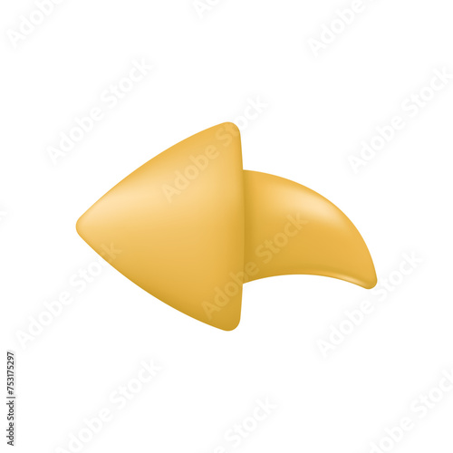Left Arrow icon in cartoon 3d plastic style, isolated on white background. Vector illustration 3d volumetric Left Arrow.