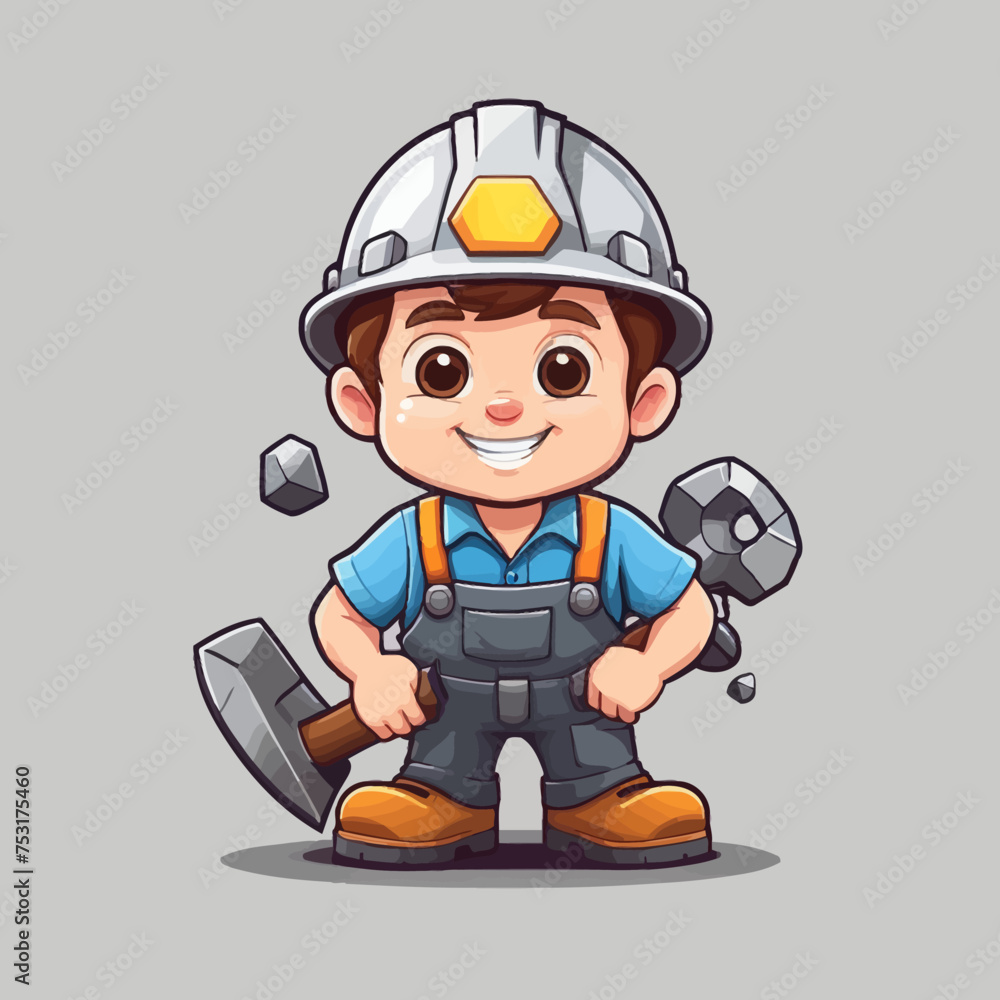 Cute Mining Man Cartoon Design Very Cool