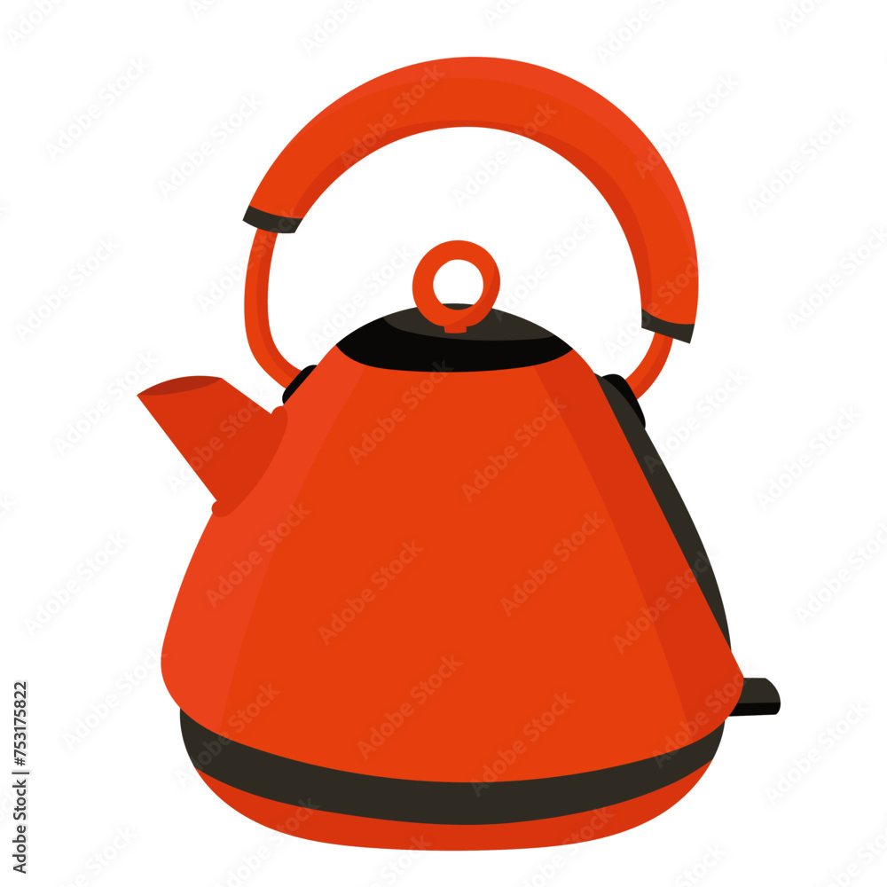 electric red kettle on white background vector electric red kettle on white background vector