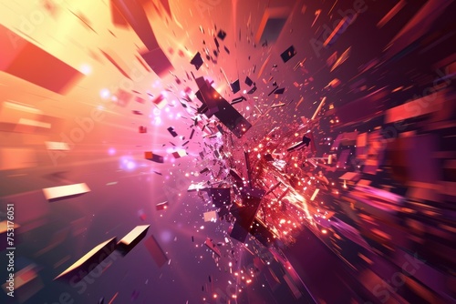 Abstract geometric background. Explosion power design with crushing surface