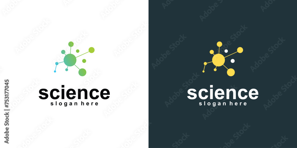 Creative molecule science logo design with modern concept| premium vector - obrazy, fototapety, plakaty 