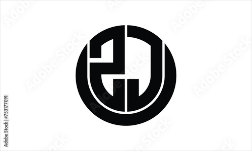 ZJ initial letter circle icon gaming logo design vector template. batman logo, sports logo, monogram, polygon, war game, symbol, playing logo, abstract, fighting, typography, icon, minimal, wings logo