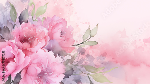 Watercolor pink and purple peony background © asife
