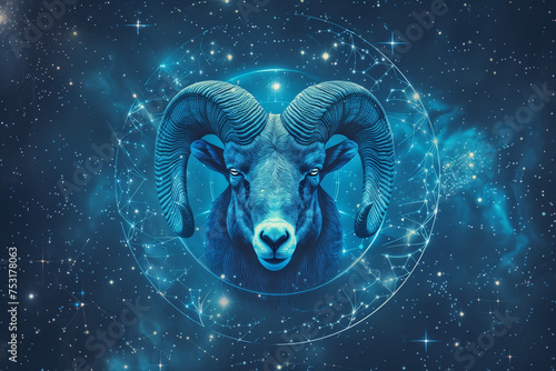 Aries zodiac sign. Esoteric horoscope and fortune telling concept
