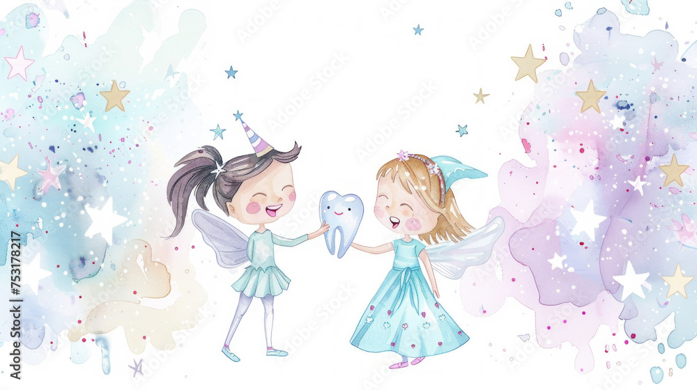 Fairy Tale Dental Care Illustration with Characters Fairy Tale Dental Care Illustration with Characters