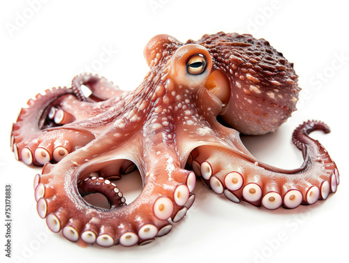 Raw Octopus on White Background