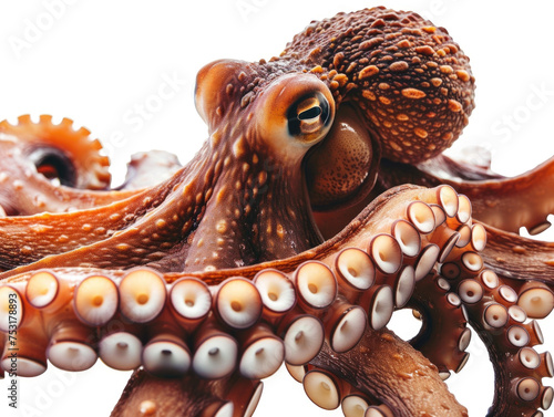 Raw Octopus on White Background