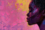 Whimsical artistic illustration of an African American black woman