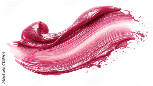 Streak of Vibrant Pink Lip Gloss on White Background