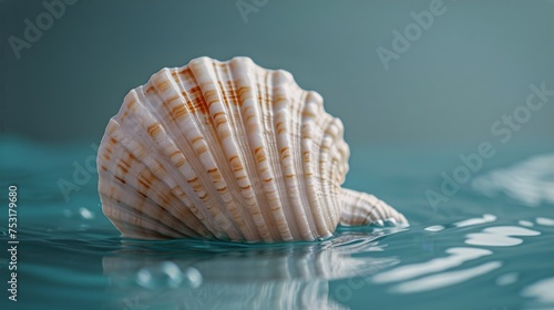 Sea Shell on Blue Background
