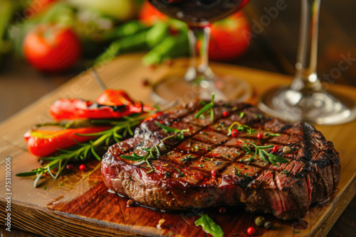 Gourmet Grilled Steak with Red Wine