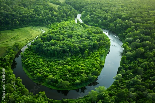 aerial view of green forest. Generative AI