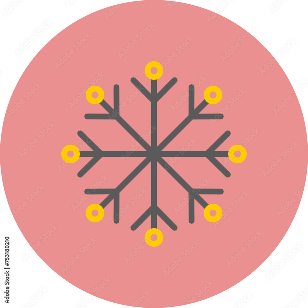 Snowflake Line Two Color Circle Snowflake Line Two Color Circle