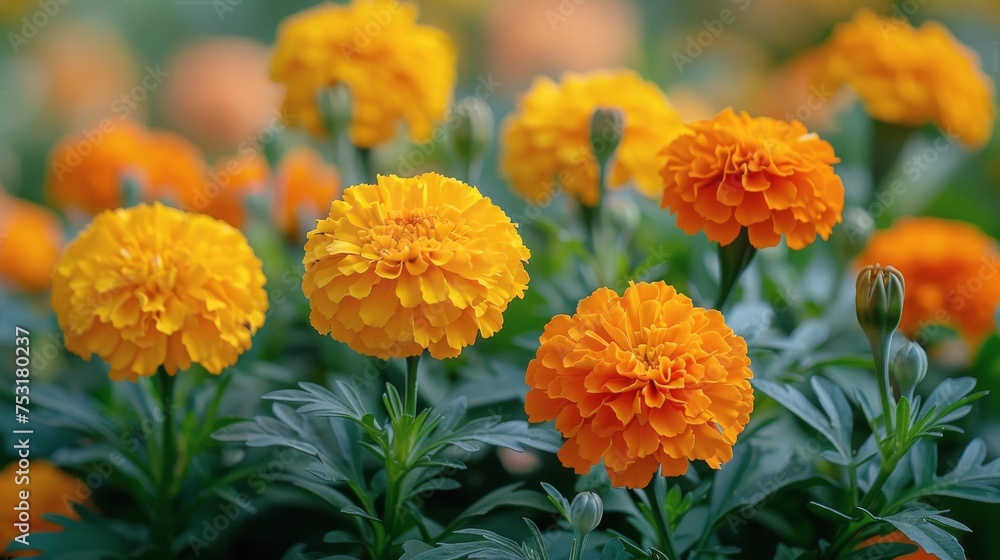 Vibrant Orange and Yellow Flowers in a Field Vibrant Orange and Yellow Flowers in a Field