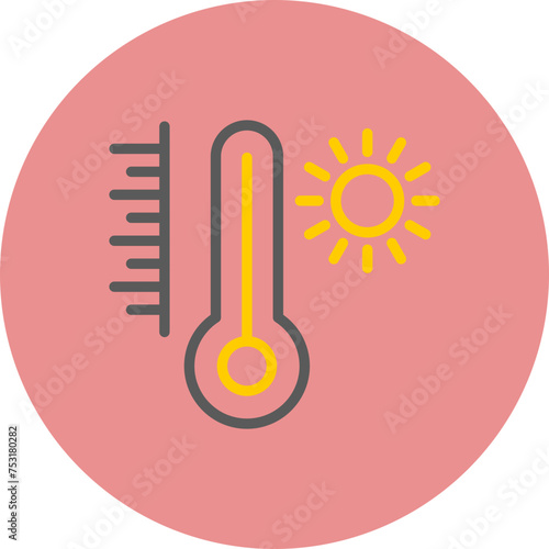 Thermometer Line Two Color Circle