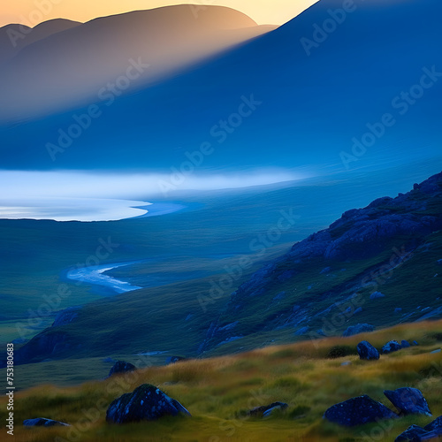 landscape with mountains and rivers © Emiliano
