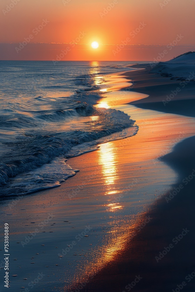 Naklejka premium Sandy Beach With Waves