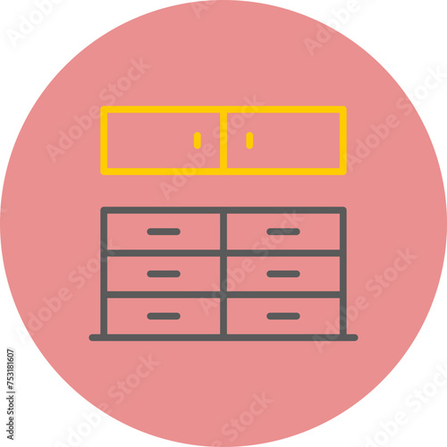 Kitchen Cabinet Line Two Color Circle