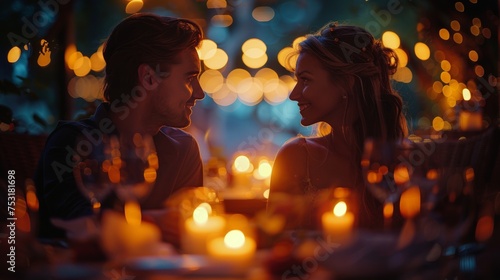 Man and Woman Sitting at Table With Candles