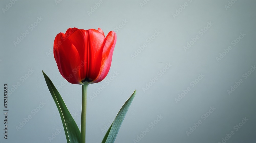 Red Tulip in Glass Vase