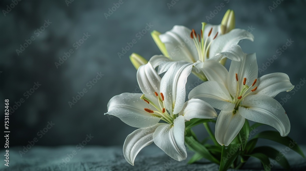 Fototapeta premium Group of White Flowers on Table