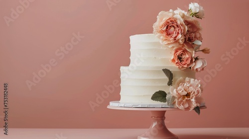Three Tiered Cake With Flowers