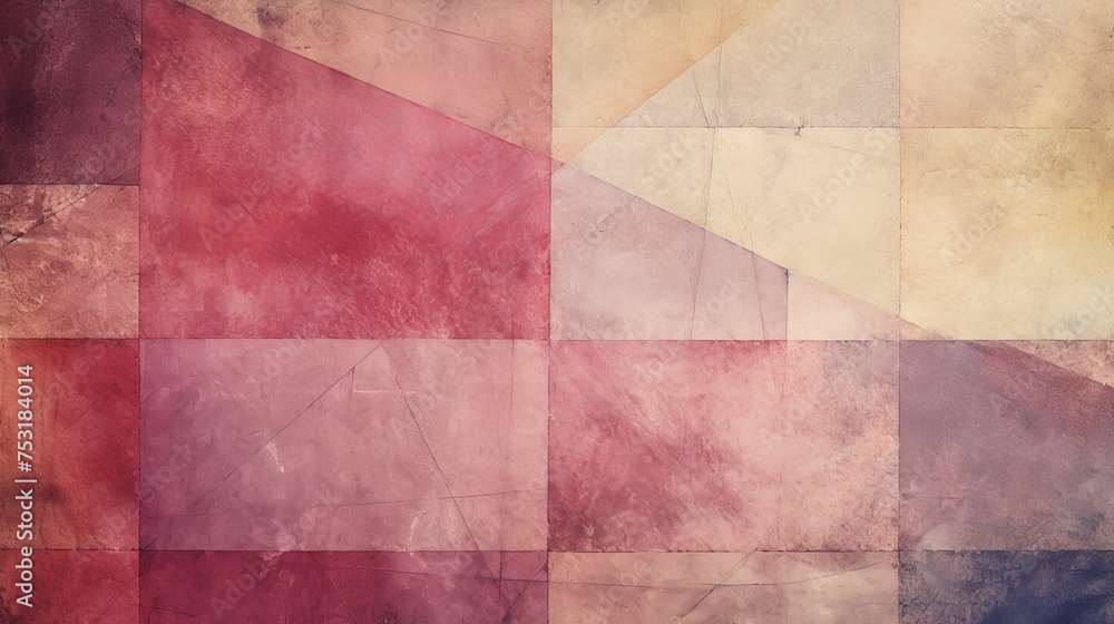A grungy, grainy, and dusty vignetted abstract color background is composed of intersecting geometric figures and lines, featuring vintage paper texture in a square shape. A grungy, grainy, and dusty vignetted abstract color background is composed of intersecting geometric figures and lines, featuring vintage paper texture in a square shape.