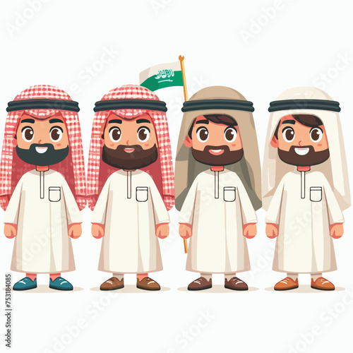 Arab islam muslin cartoon people vector character wear thawb gutra