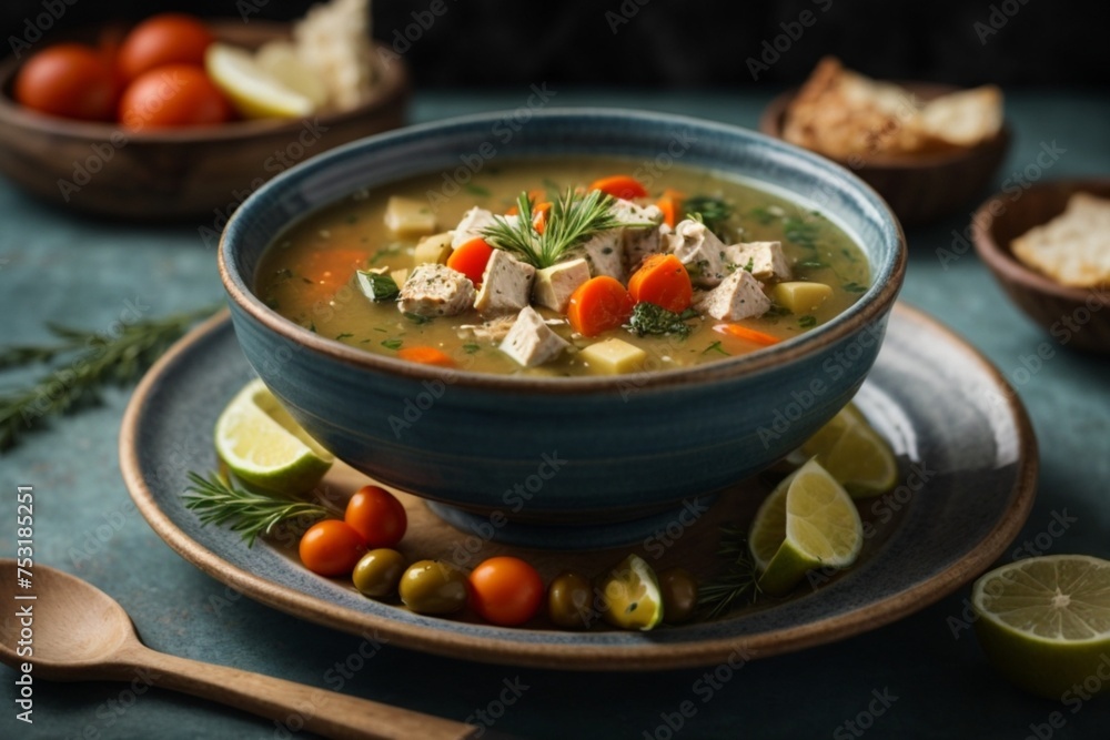 Xoriatiki Psarosoupa: Greek fisherman's soup made with a variety of fish, vegetables, and olive oil.
Xoriatiki Psarosoupa: Greek fisherman's soup made with a variety of fish, vegetables, and olive oil.