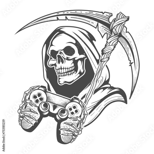 video game with danger looking grim reaper skull vector 