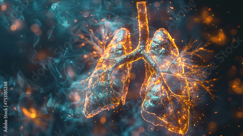 3D Visual: The respiratory system is being destroyed by toxic fumes.