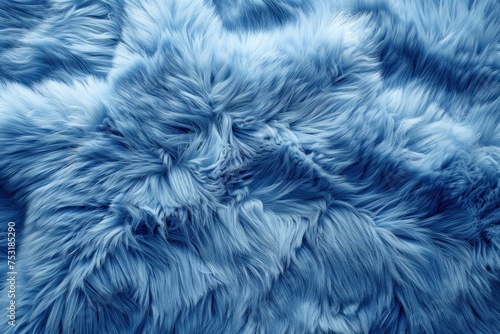 This close-up shot showcases the intricate details and vibrant hue of a blue fur texture. The texture appears soft and velvety, with each strand capturing light in a unique way