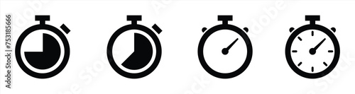 stopwatch icon set, timer icon, stopwatch symbol vector illustration