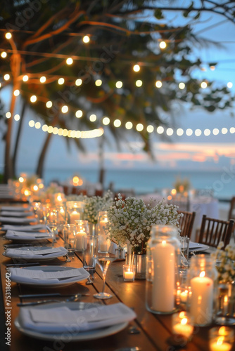 Sea wedding twble decor on the beach
