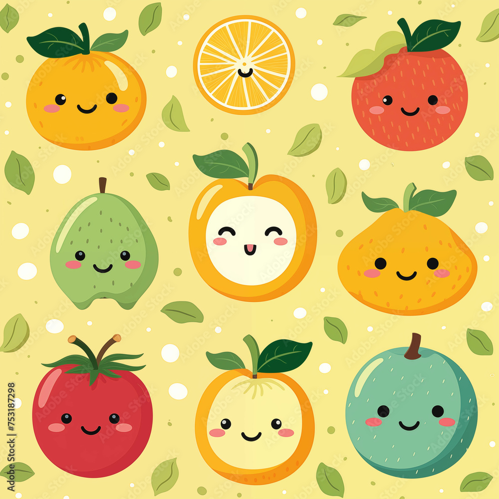 Pattern fruit displayed on table. Generative AI Pattern fruit displayed on table. Generative AI