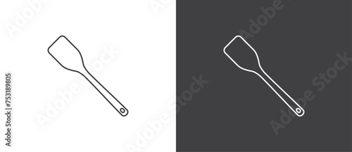 wooden spoon cooking tools icon, Kitchenware vector icon in line style. vector illustration in back and white background.