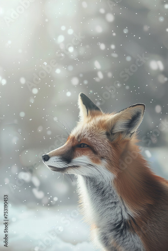 Serene Winter Fox Gazing into the Snowy Quiet - Banner