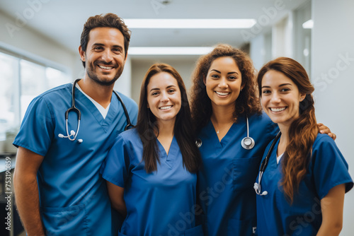 Leadership, teamwork and portrait doctors and nurses in hospital with support and success in healthcare. Health, help and medicine, confident senior doctor and happy medical employees smile together.