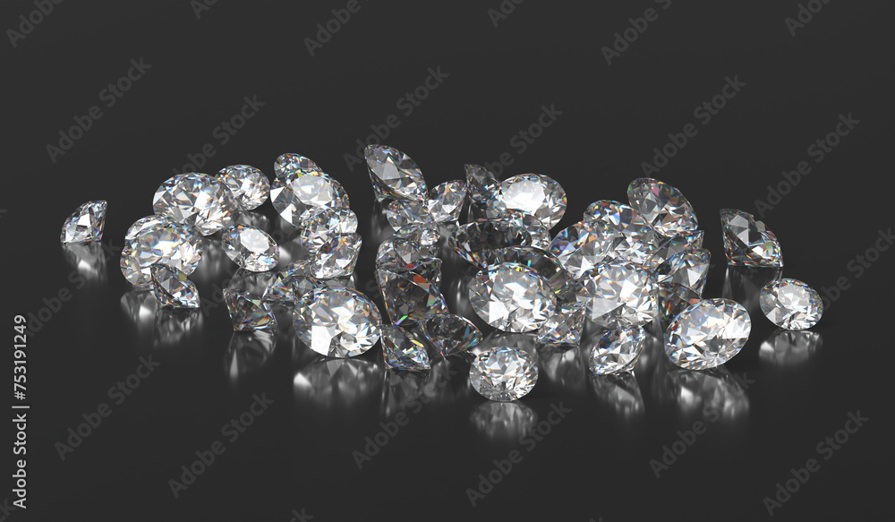 Diamond Group placed on Black Background with soft focus 3D rendering
Diamond Group placed on Black Background with soft focus 3D rendering