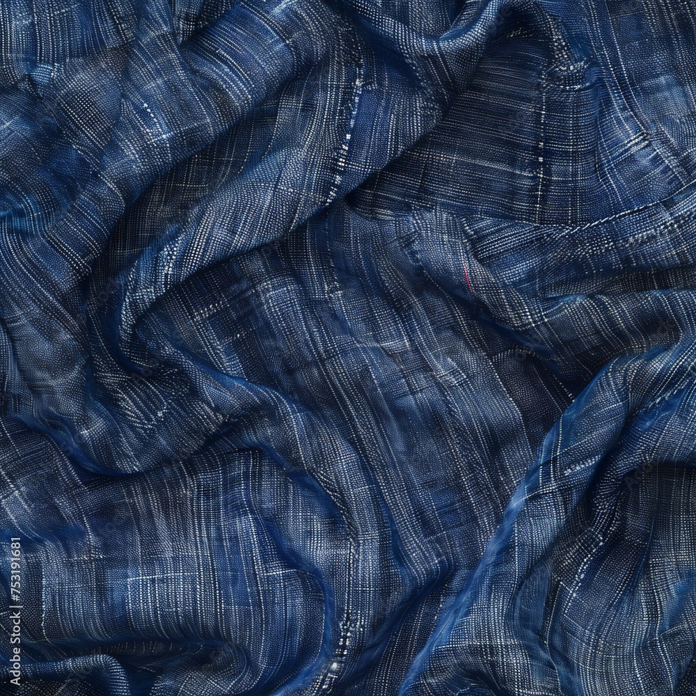 The intricate texture of blue denim fabric, capturing the essence of classic style in a timeless backdrop The intricate texture of blue denim fabric, capturing the essence of classic style in a timeless backdrop