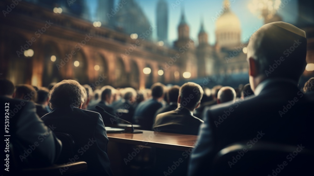 Fototapeta premium Political Science Presentation Slide Scene Generative AI