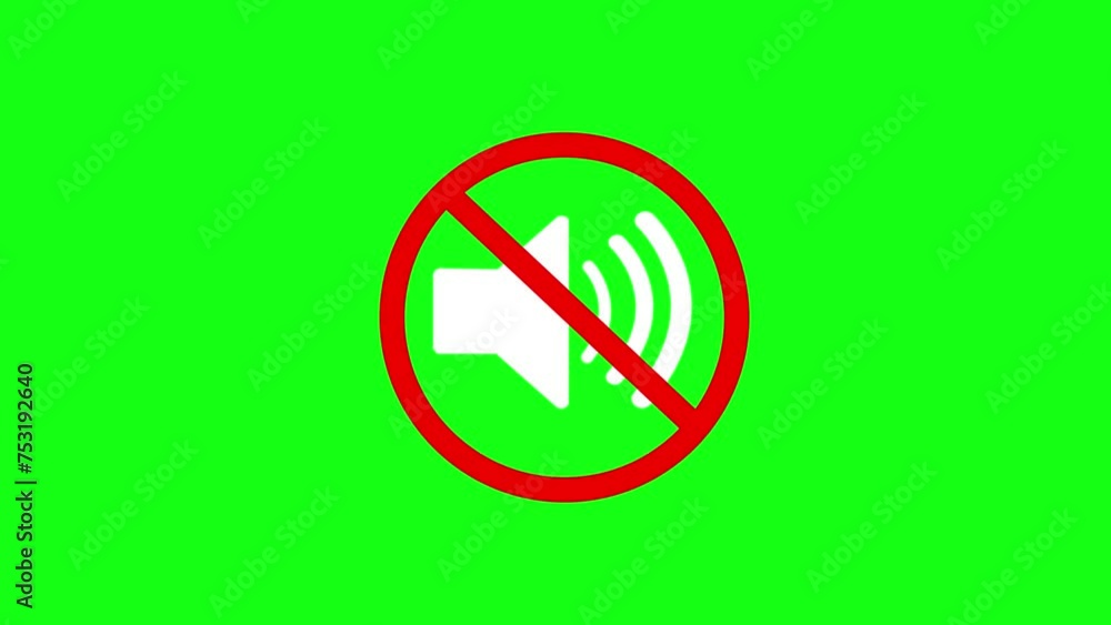 Speaker mute icon isolated on green background. No sound icon.No allowed Sound Sign Animation . Speaker mute icon isolated on green background. No sound icon.No allowed Sound Sign Animation .
