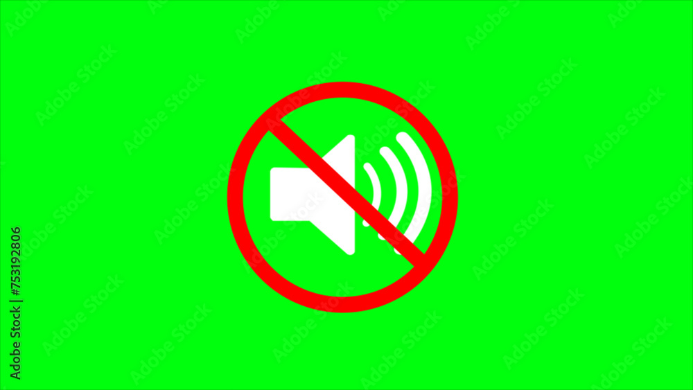 Speaker mute icon isolated on green background. No sound icon. No allowed Sound Sign Animation . Speaker mute icon isolated on green background. No sound icon. No allowed Sound Sign Animation .