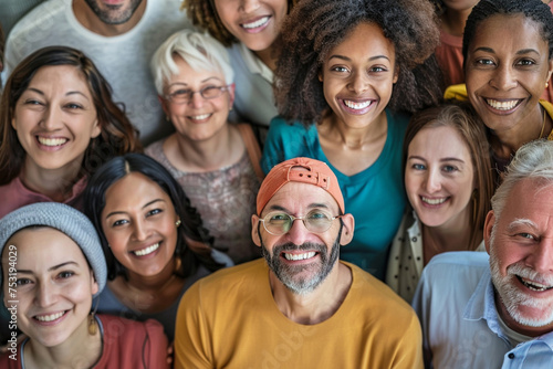 Large group of happy multiethnic and multi-generation people