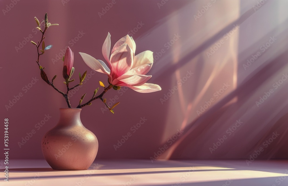 Silver Vase With Pink Flower
