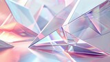 A soft pastel holographic composition with sharp triangular facets catching the light.